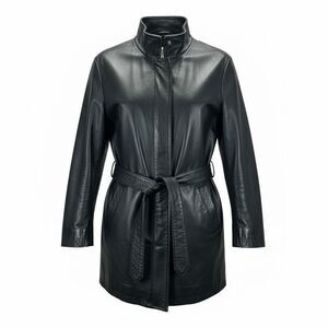 Pelle Studio Wilsons Black Leather Coat M Thinsulate Belted 90's Minimalist